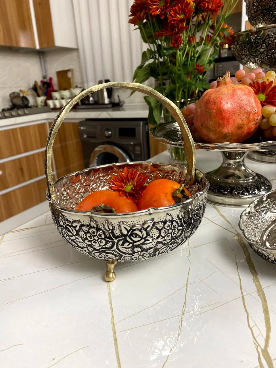 سبد مسی گلبرگ کوچک با آبکاری کروم — تصویر ۲