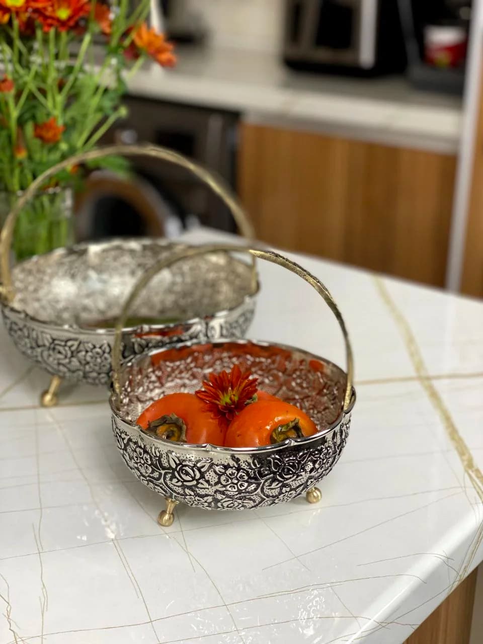 سبد مسی گلبرگ کوچک با آبکاری کروم — تصویر ۳