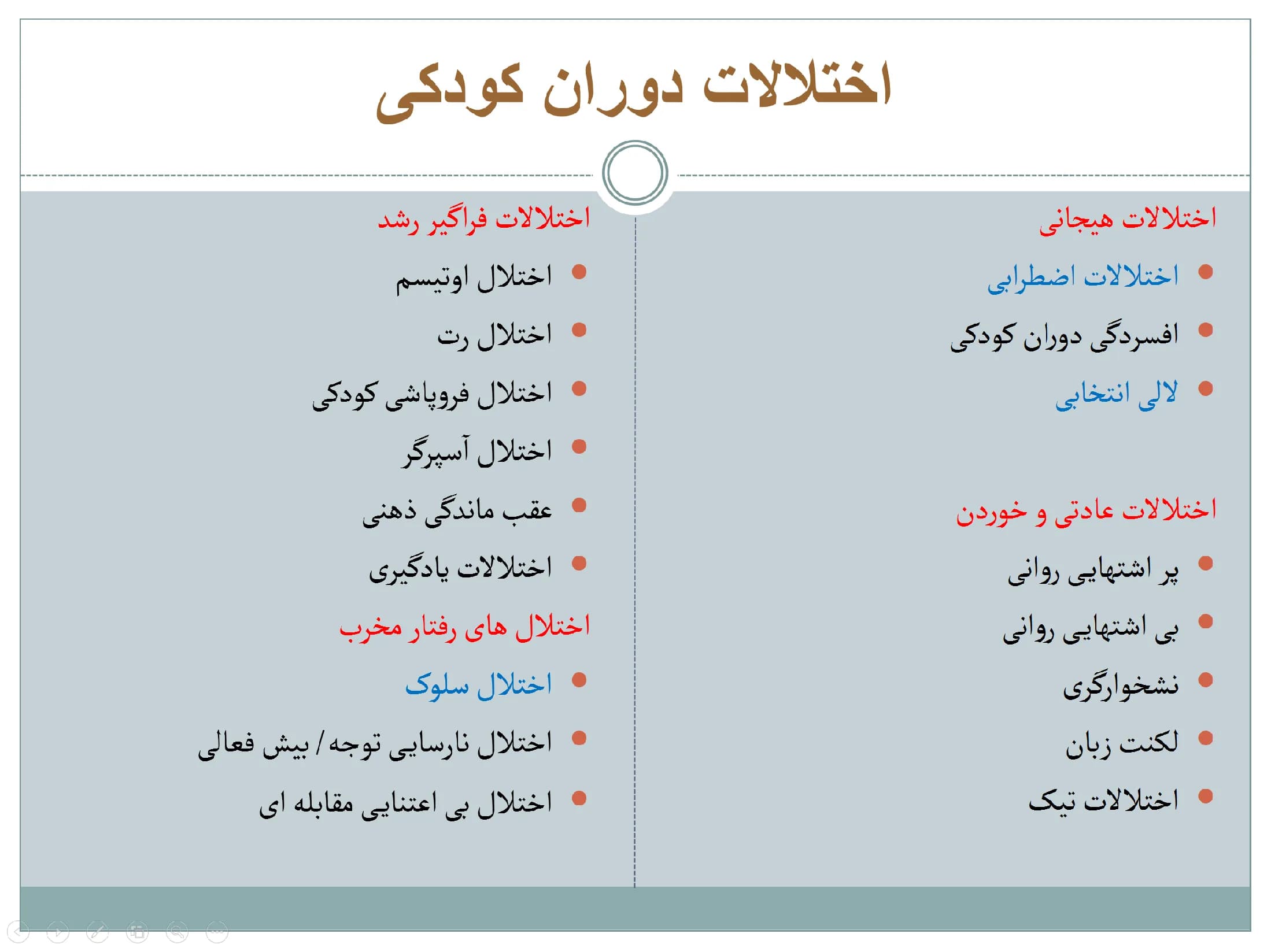 پاورپوینت اختلالات دوران کودکی