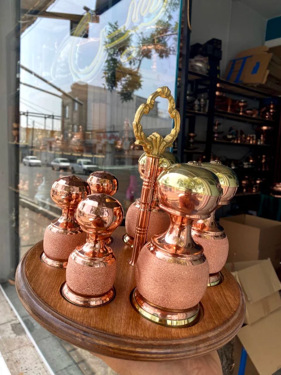 جاادویه مسی و نمکدان مسی شنی — تصویر ۳
