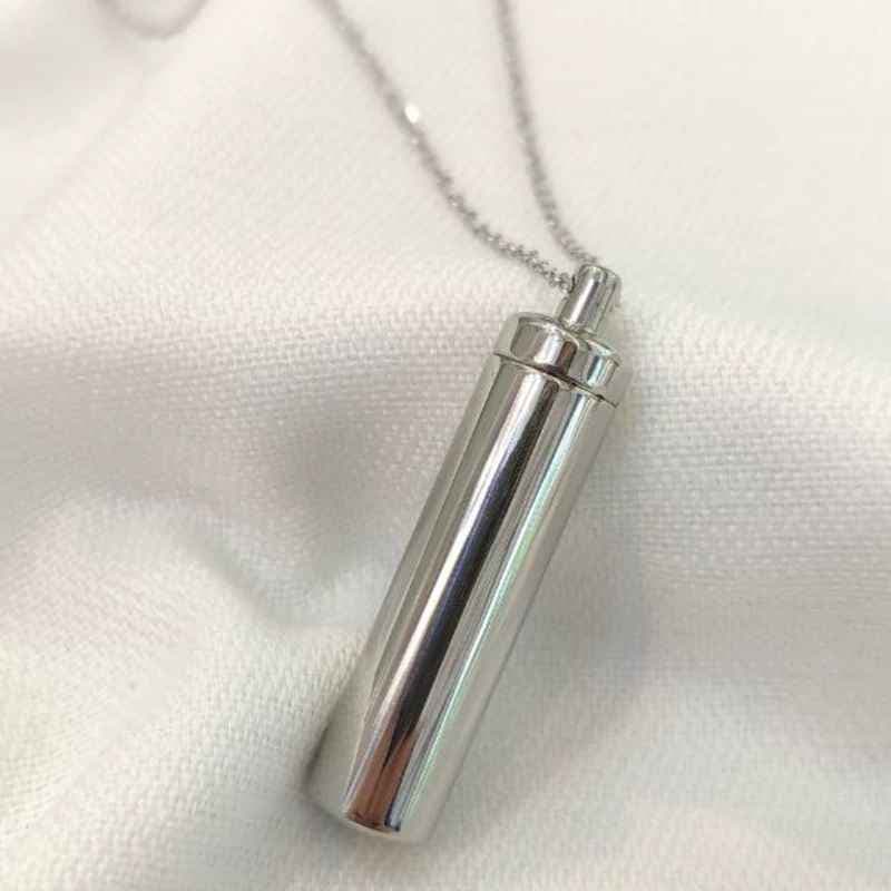 گردنبند جاحرزی کپسولی نقره ای استیل (جاساز)