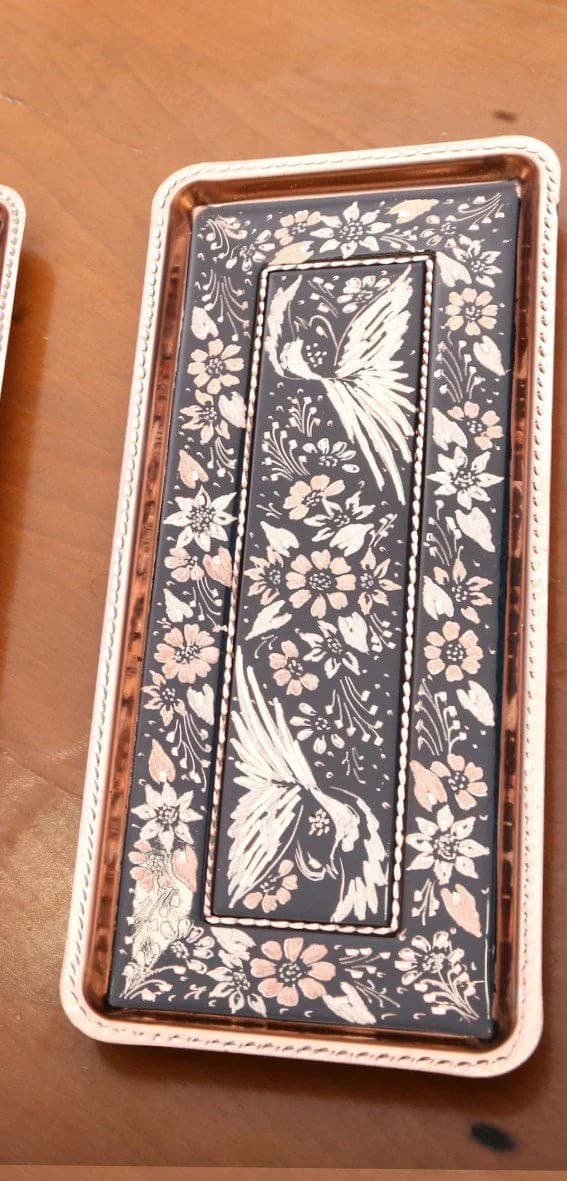 رولت خوری مسی طرح گل و بلبل — تصویر ۳
