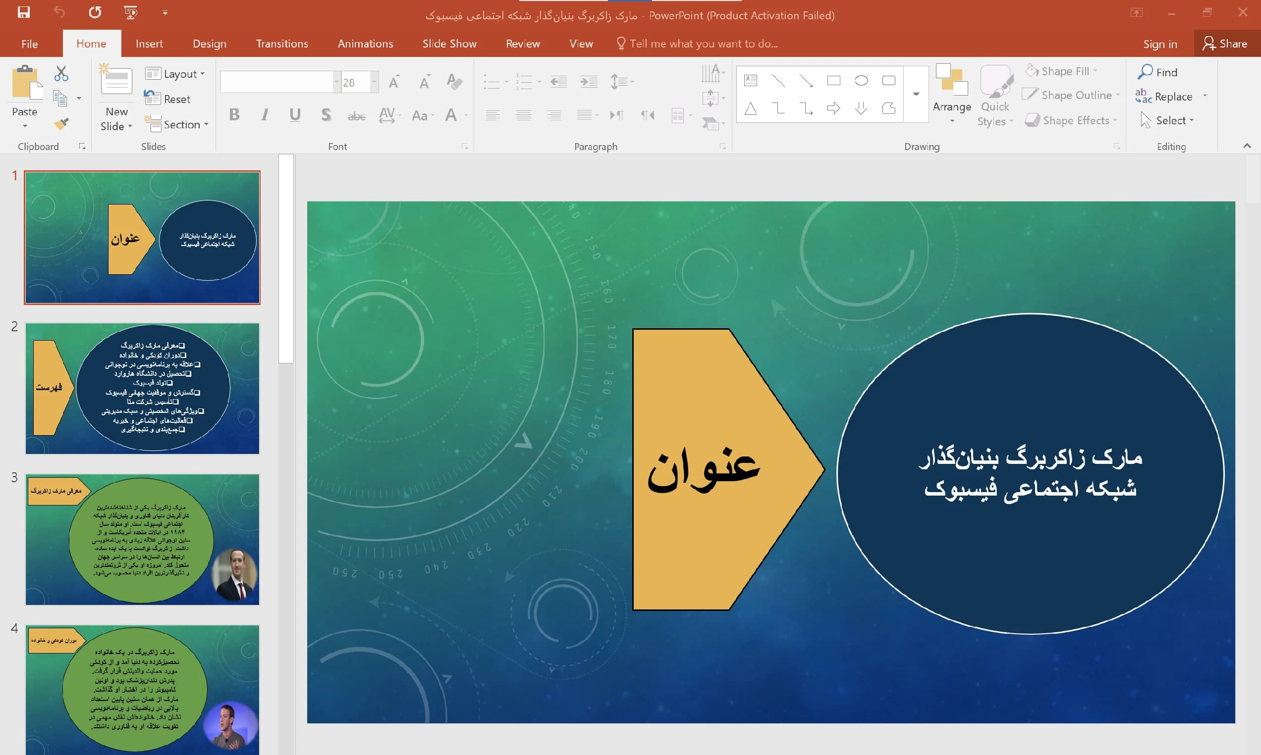 پاورپوینت مارک زاکربرگ بنیانگذار شبکه اجتماعی فیسبوک