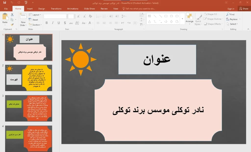 پاورپوینت نادر توکلی موسس برند توکلی — تصویر ۳