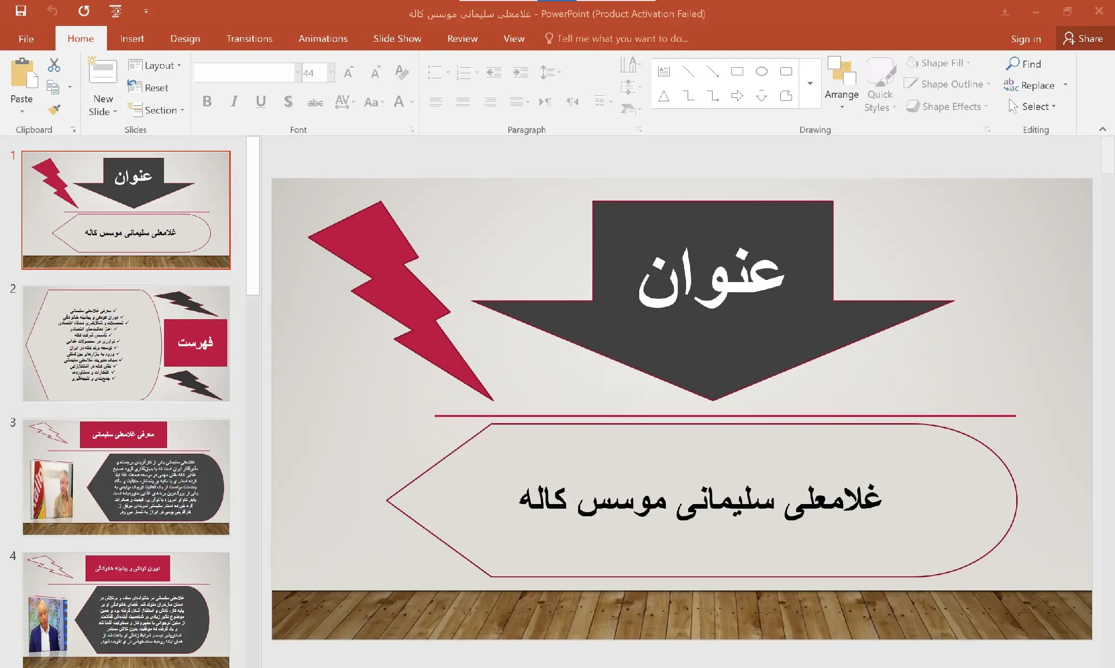 پاورپوینت غلامعلی سلیمانی موسس شرکت کاله