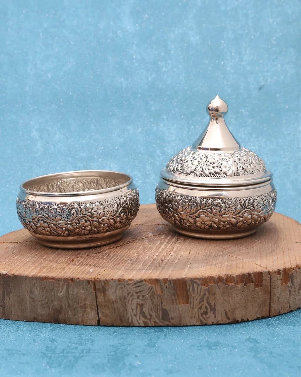 پیاله مسی اطلسی با آبکاری کروم — تصویر ۲