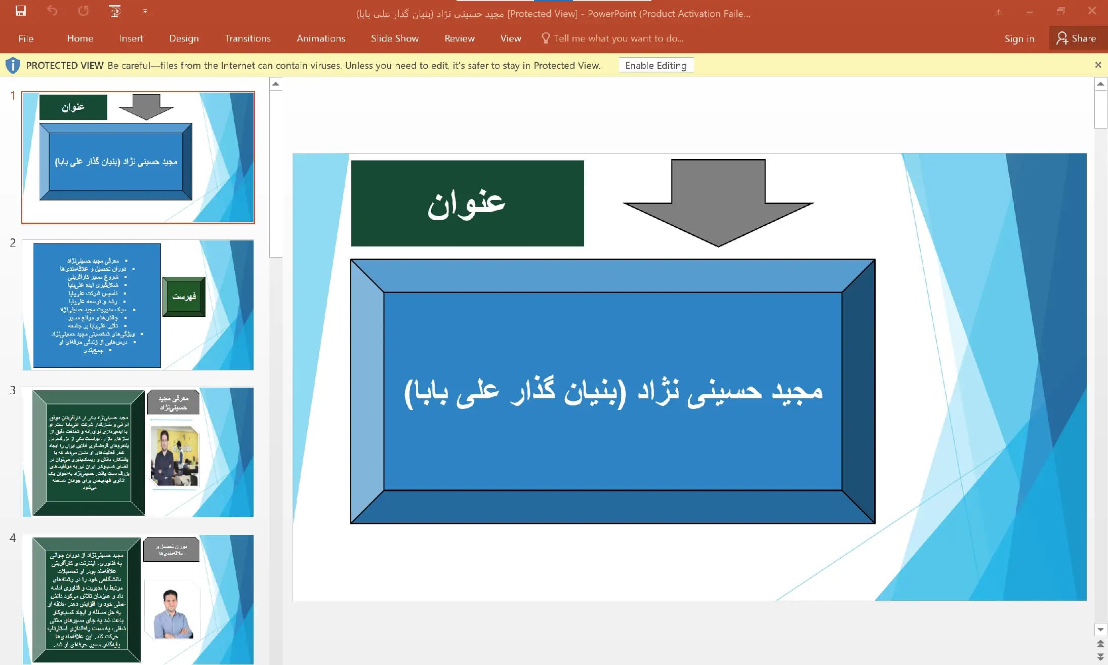 پاورپوینت مجید حسینی نژاد (بنیان گذار علی بابا)