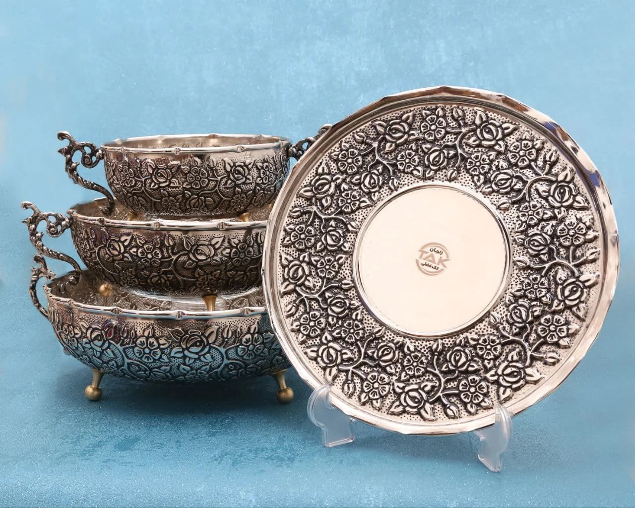 آجیل خوری مسی پایه دار سزار با آبکاری کروم — تصویر ۲