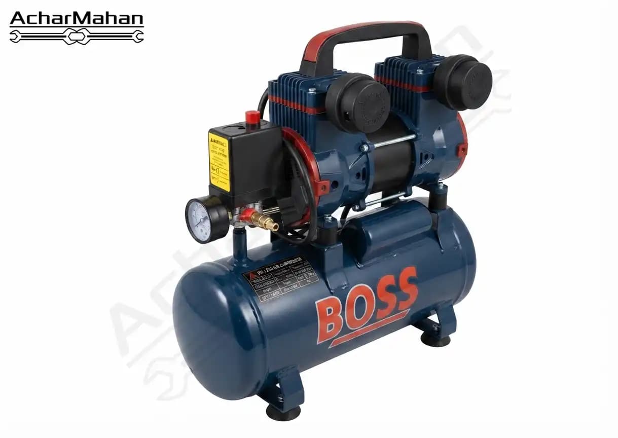 کمپرسور باد سایلنت 10 لیتری باس مدل 10L | کم‌صدا، جمع‌وجور و کاربردی