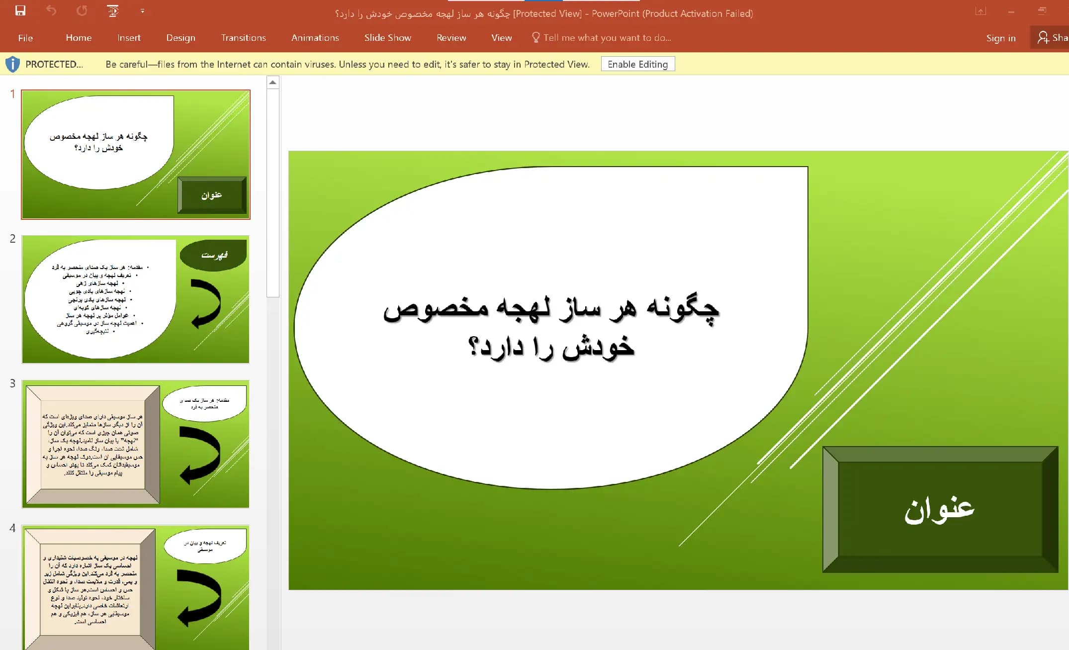 پاورپوینت چگونه هر ساز لهجه مخصوص خودش را دارد؟
