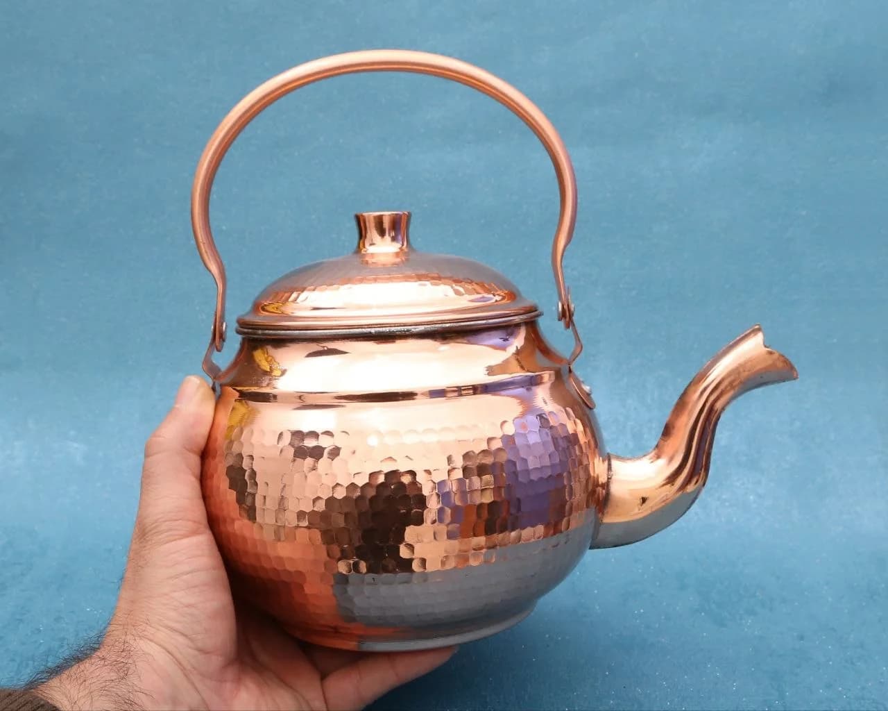 کتری و قوری مسی دسته بالا — تصویر ۳