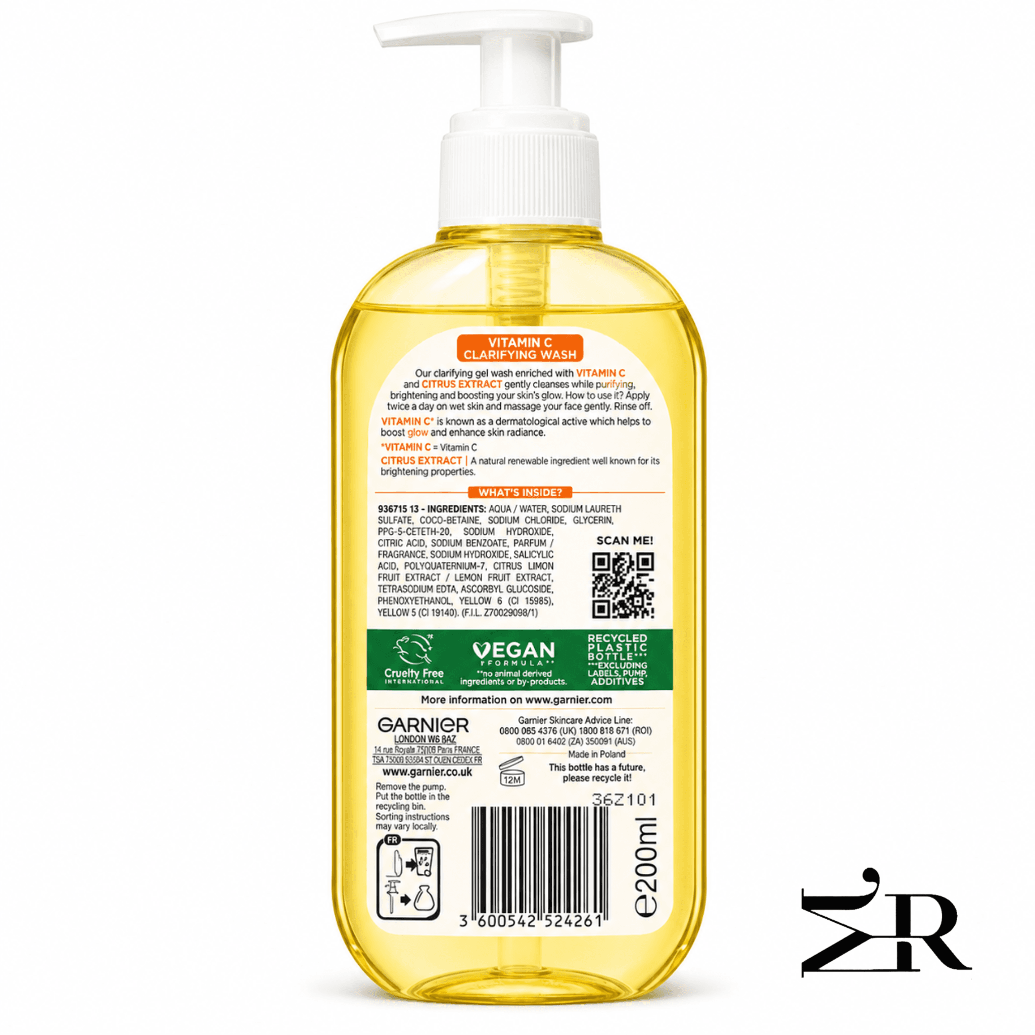 ژل شستشوی صورت گارنیر SkinActive Vitamin C | مدل Clarifying Wash — تصویر ۳