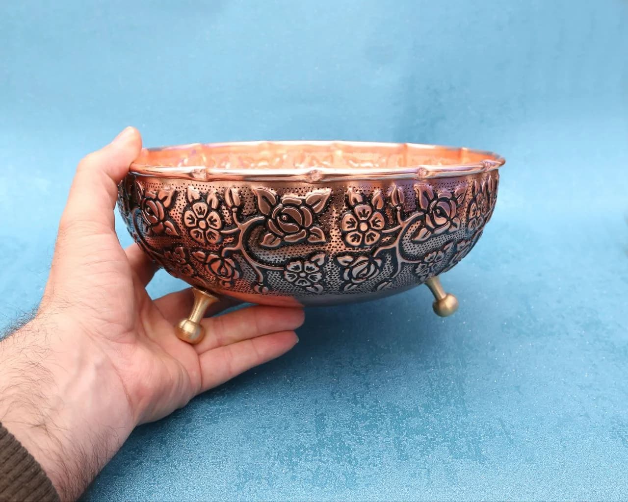 سرویس پذیرایی مسی سه پایه نقشینه — تصویر ۳