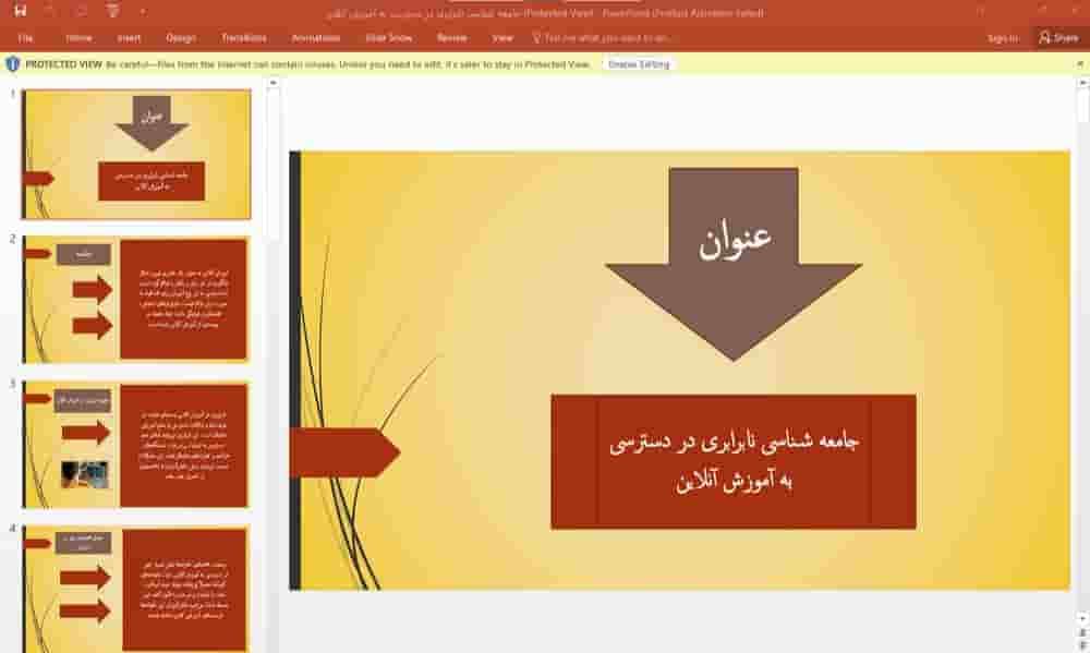 پاورپوینت جامعه شناسی نابرابری در دسترسی به آموزش آنلاین