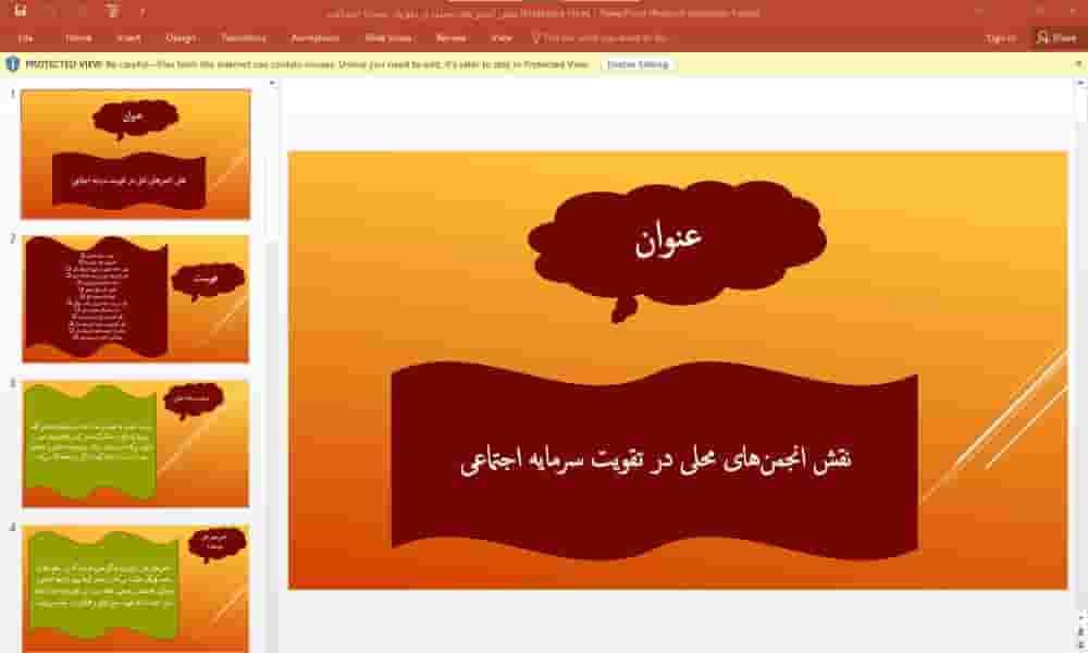 پاورپوینت نقش انجمن های محلی در تقویت سرمایه اجتماعی