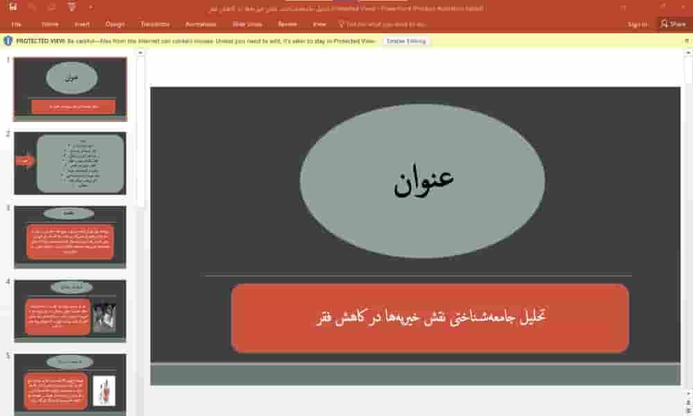 پاورپوینت تحلیل جامعه شناختی نقش خیریه ها در کاهش فقر