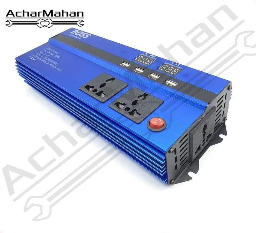 مبدل برق ۱۲ به ۲۲۰ ولت ۲۰۰۰ وات باس مدل Bs-co2000 | همراه با دو خروجی AC و چهار USB — تصویر ۳