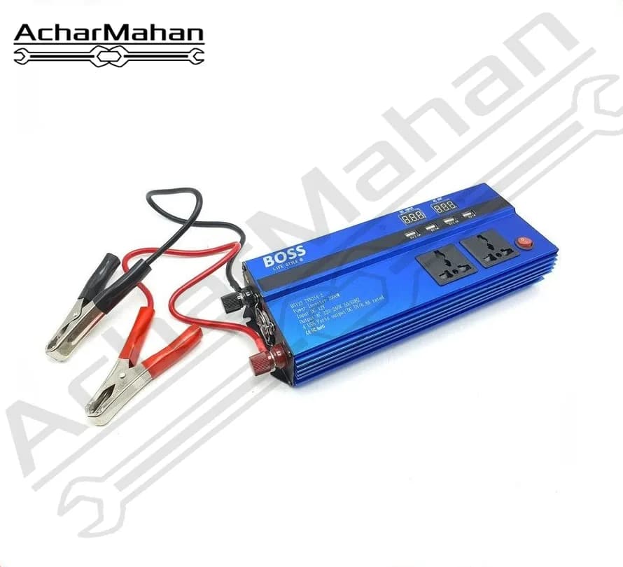 مبدل برق ۱۲ به ۲۲۰ ولت ۲۰۰۰ وات باس مدل Bs-co2000 | همراه با دو خروجی AC و چهار USB
