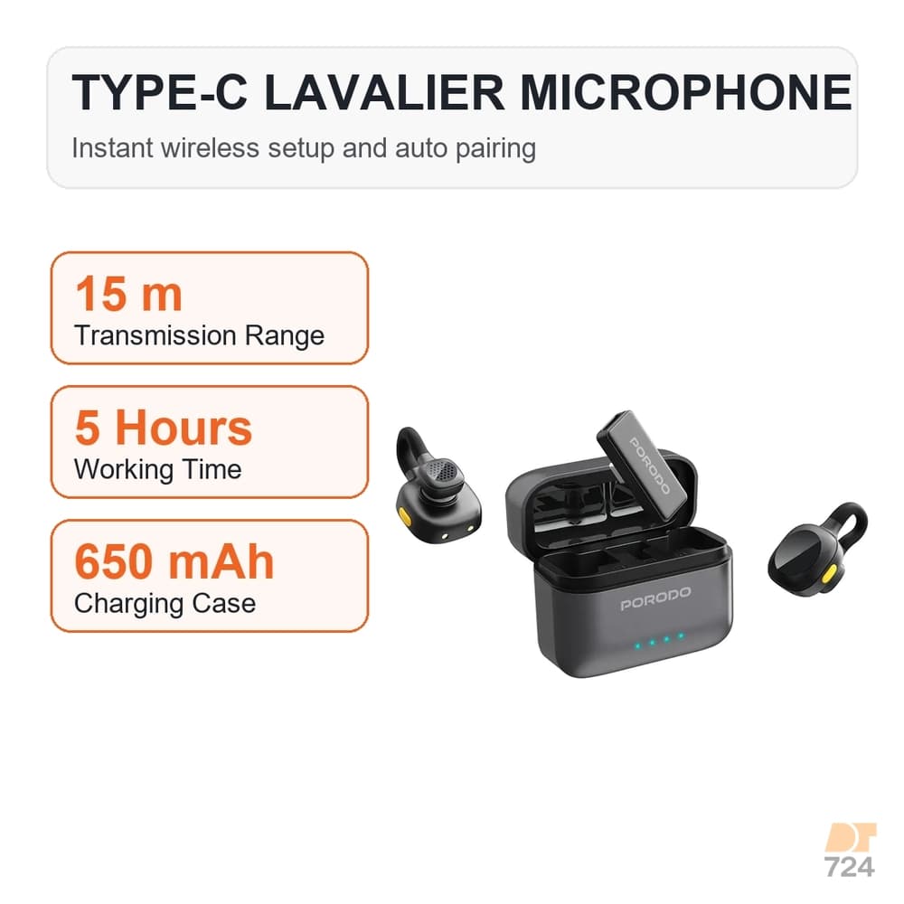 میکروفون یقه ای بیسیم پرودو – مدل Pdlamphf76bk — تصویر ۴