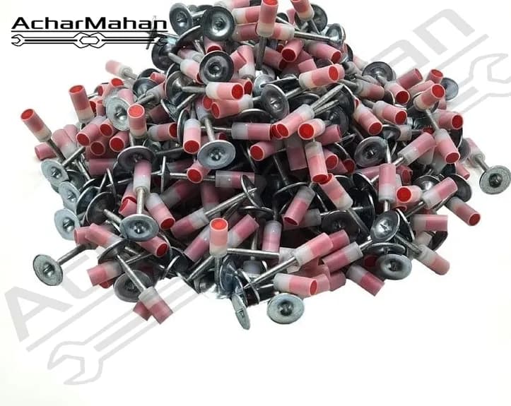 میخ میخکوب دستی | میخ چاشنی دار با واشر گرد مناسب بتن و فلز(بسته 100 عددی)