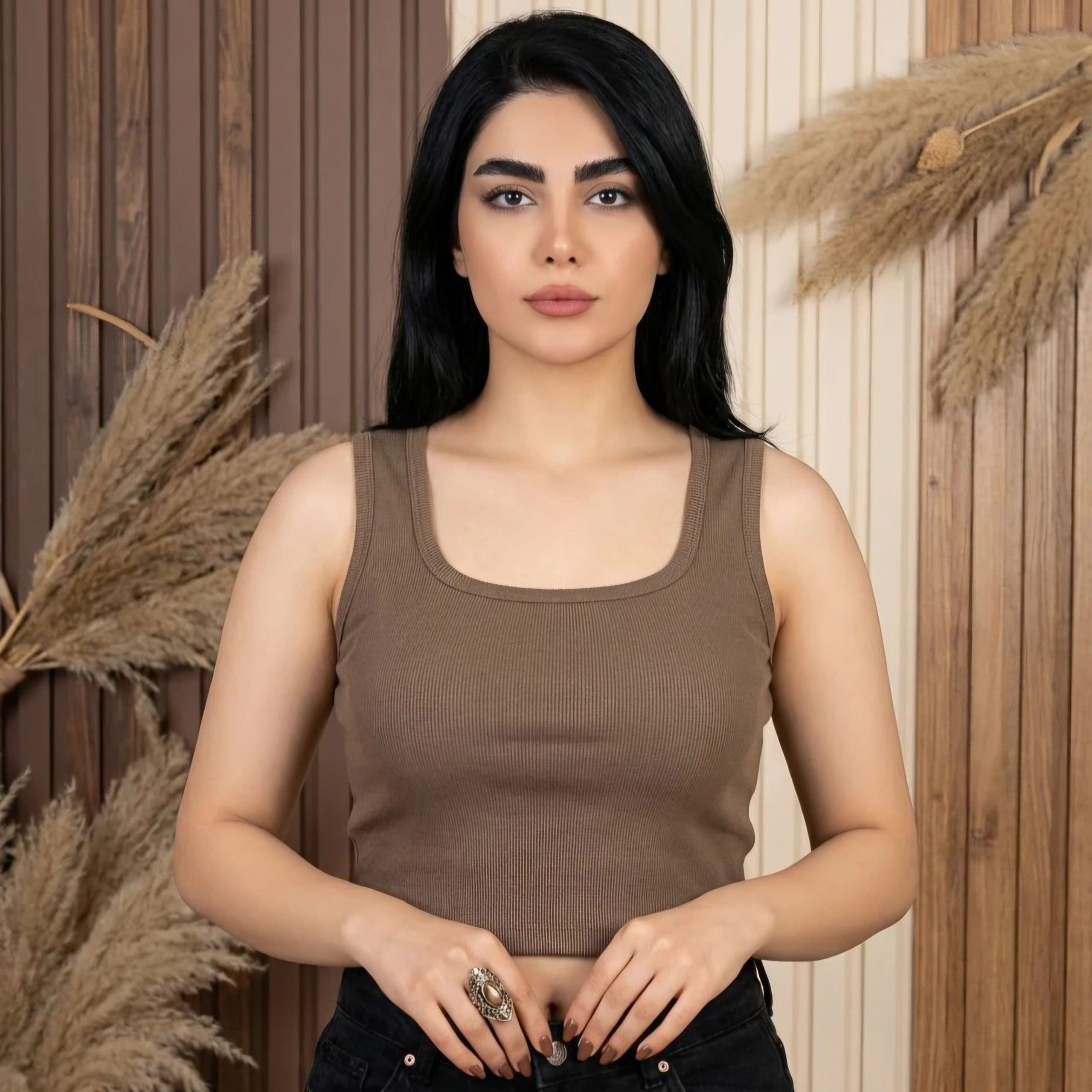 کراپ زنانه یقه خشتی کبریتی کشی مناسب سایز ۳۶ تا ۴۴ | دلسامه