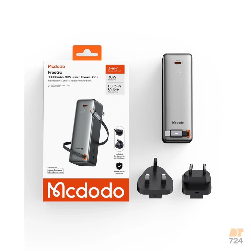 پاوربانک 10000 و آداپتور شارژ ۳۰وات مکدودو – مدل MC-3181 — تصویر ۳