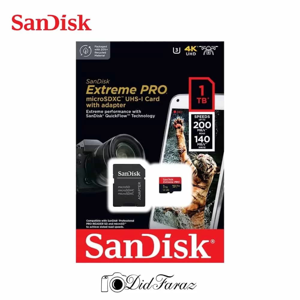 کارت حافظه MicroSDXC سن دیسک مدل Extreme Pro 4k استاندارد UHS-I U3- A2سرعت 200MBps ظرفیت 1 ترابایت — تصویر ۵