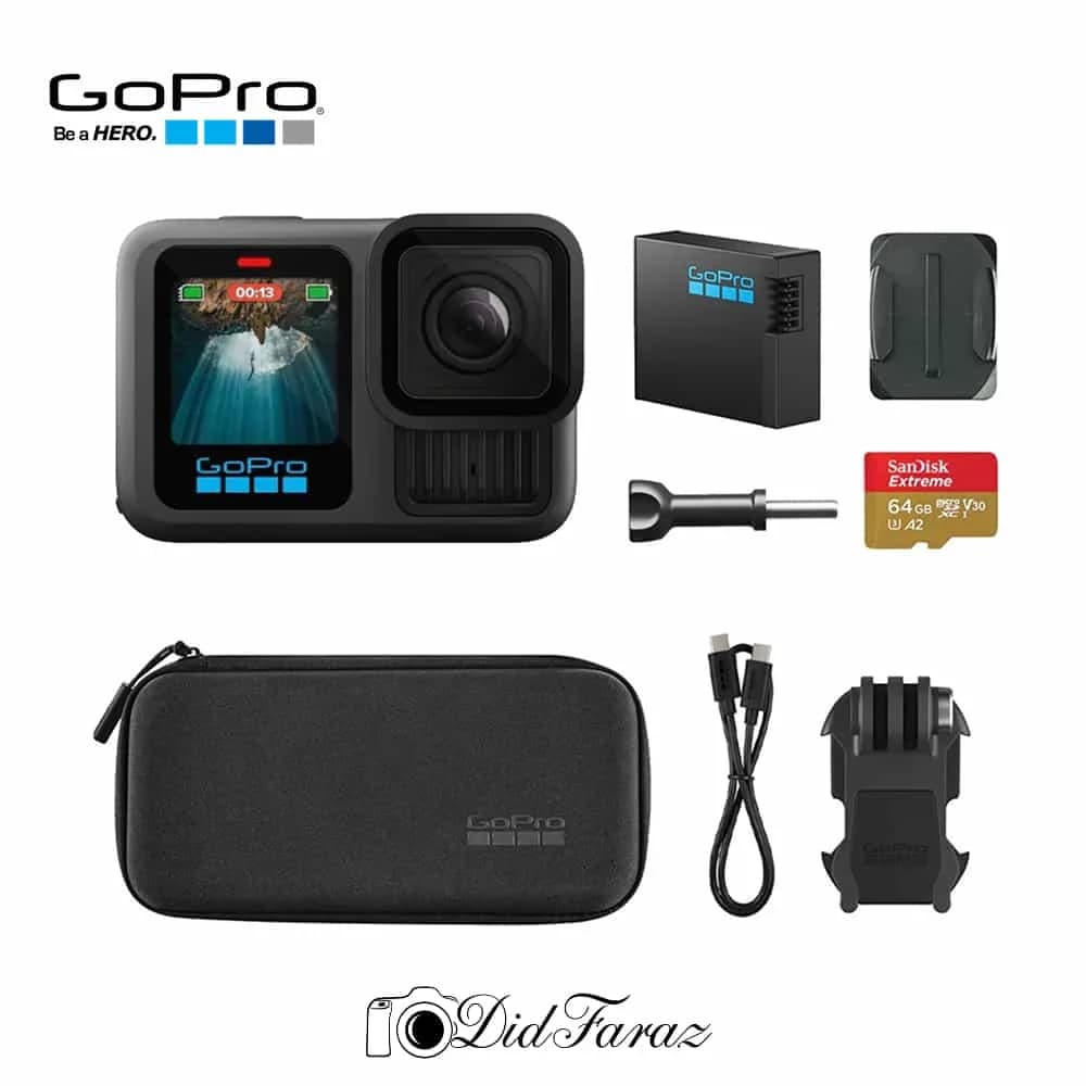 دوربین GoPro HERO13 Black Speciality Bundle همراه با کیف و کارت حافظه سن دیسک 64 گیگابایت