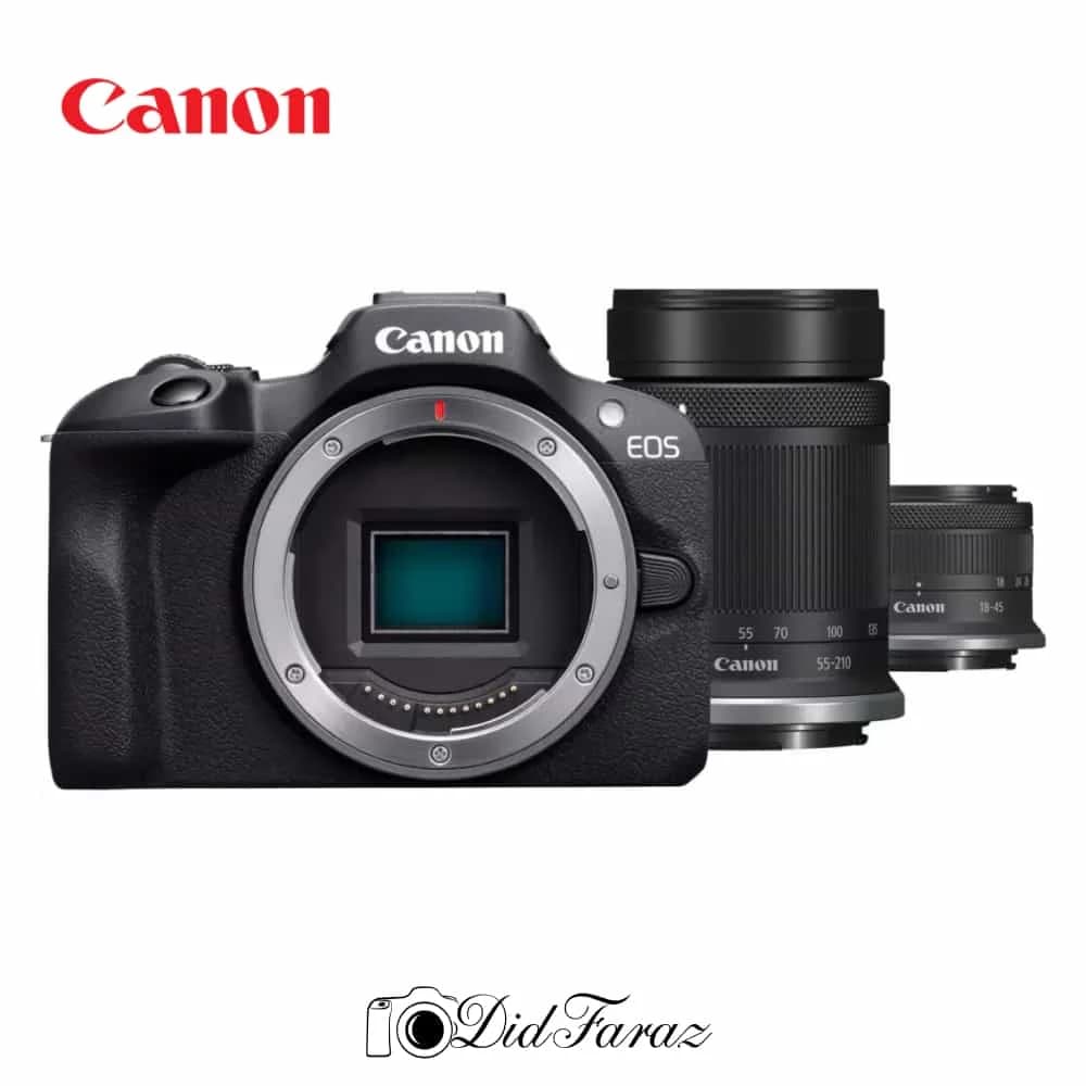 دوربین بدون آینه کانن Canon EOS R100 18-45mm and 55-210mm Lenses Kit