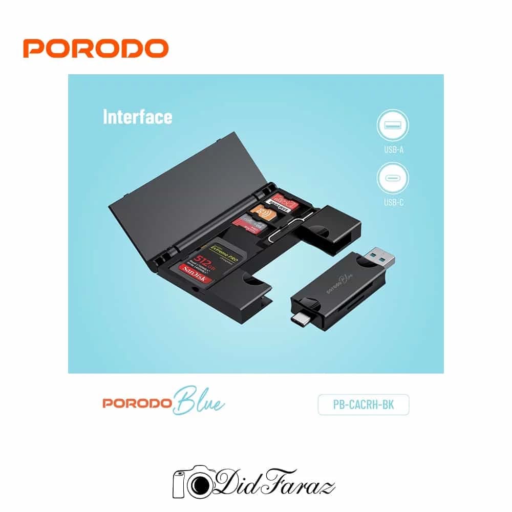 کارتخوان پرودو Porodo Blue 2-in-1 Card Reader — تصویر ۳