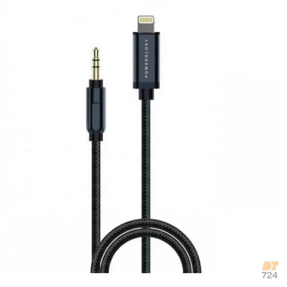 کابل تبدیل جک 3.5 میلی متری به لایتنینگ پاورولوژی Powerology Braided Aux Audio Cable PCAB004