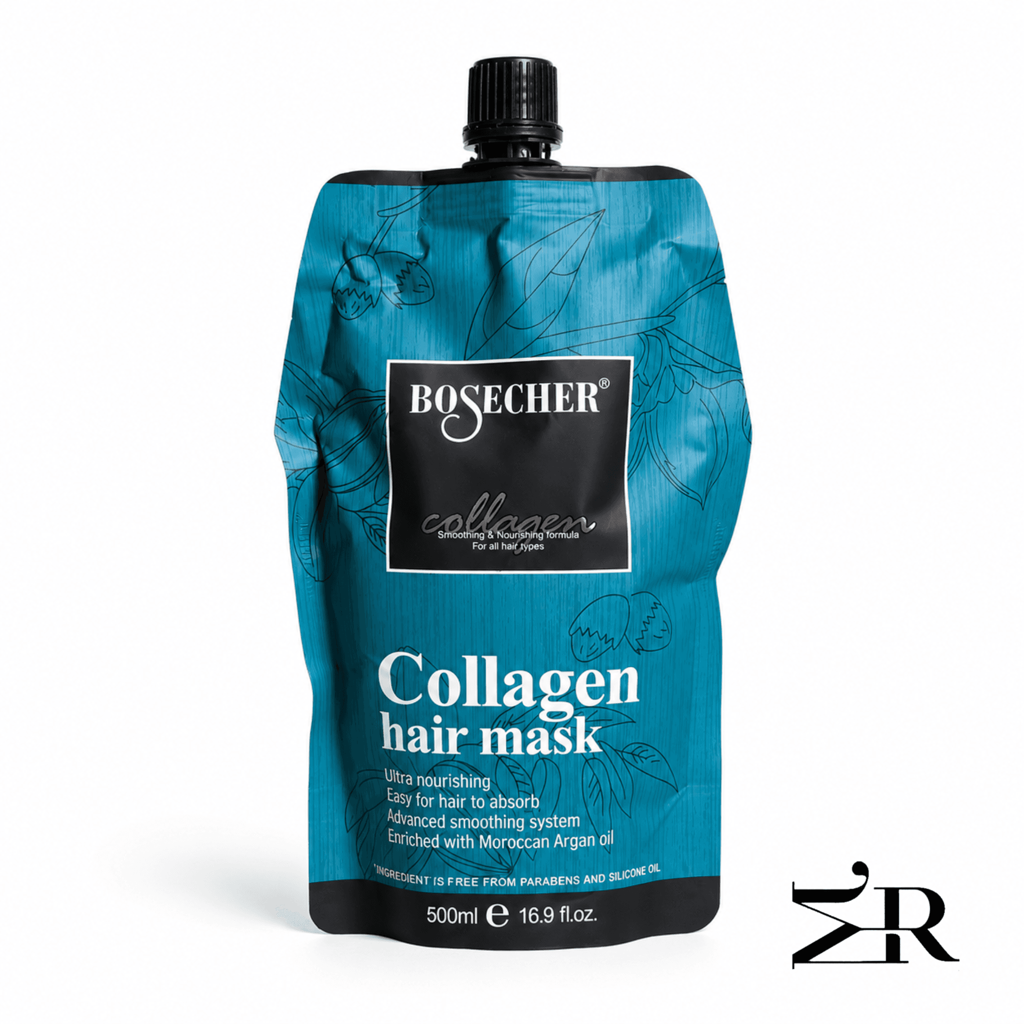 ماسک مو کلاژن بوسچر BOSECHER® Collagen Hair Mask حجم 500 میلی‌لیتر | ترمیم، آبرسان و تقویت‌کننده مو