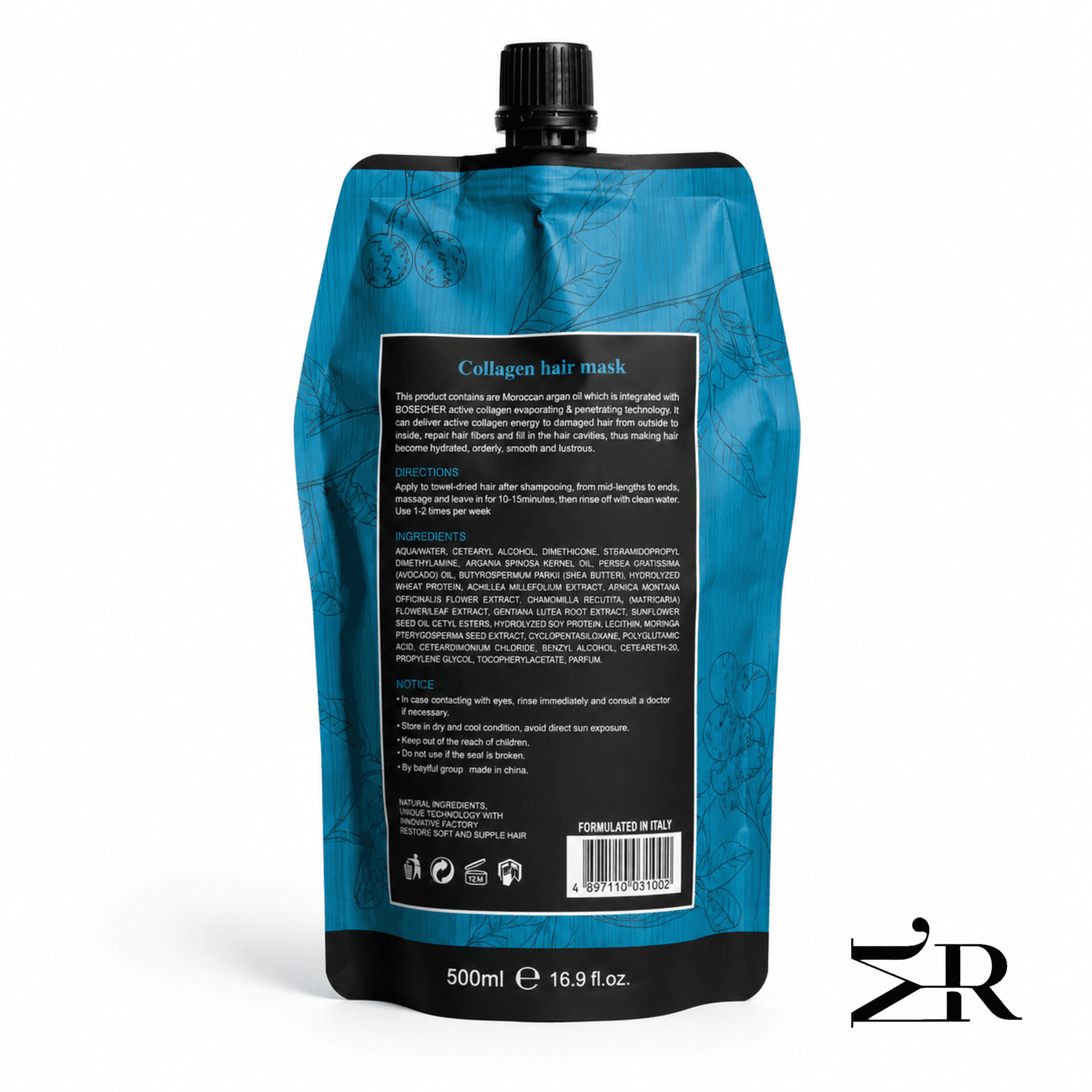 ماسک مو کلاژن بوسچر BOSECHER® Collagen Hair Mask حجم 500 میلی‌لیتر | ترمیم، آبرسان و تقویت‌کننده مو — تصویر ۲