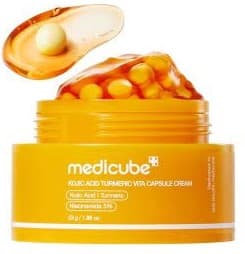 کرم کپسولی ضد لک و روشن کننده کوجیک اسید و زردچوبه مدیکیوب MEDICUBE kojic acid turmeric vita capsule cream حجم 53 میلی لیتر