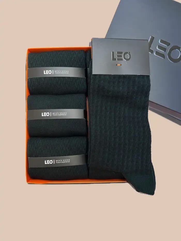 پک جوراب ساق بلند مردانه کلاسیک طرح دار LEO کد 141 — تصویر ۲