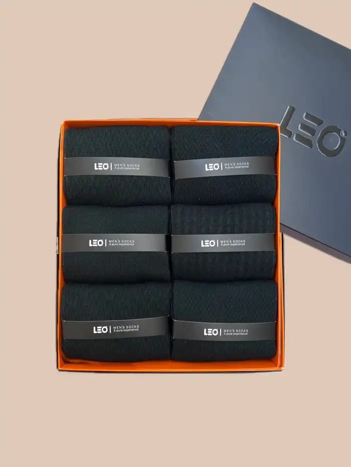 پک جوراب ساق بلند مردانه کلاسیک طرح دار LEO کد 141