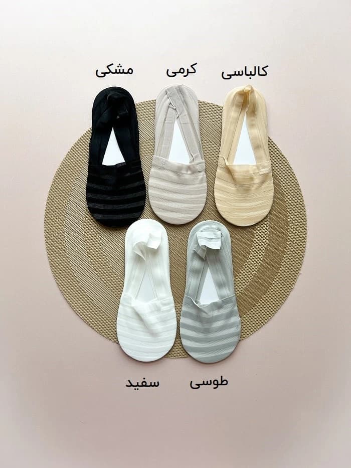 جوراب کالج زنانه توری طرح راه‌ راه — تصویر ۴