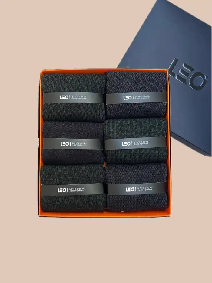 پک جوراب ساق بلند مردانه طرح دار کلاسیک LEO 117