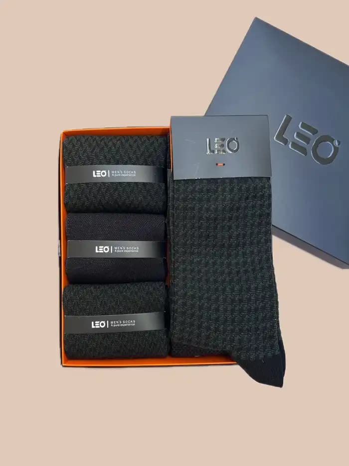 پک جوراب ساق بلند مردانه طرح دار کلاسیک LEO 117 — تصویر ۲