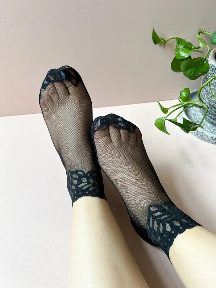 جوراب مچی گیپور طرح برگ