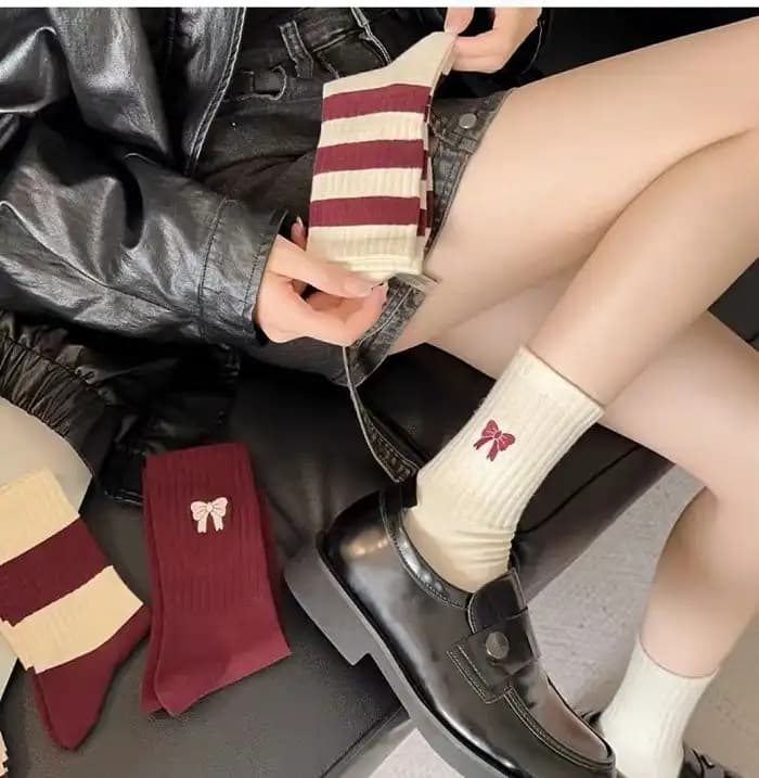 پک جوراب ساق بلند زنانه طرح پاپیون — تصویر ۵