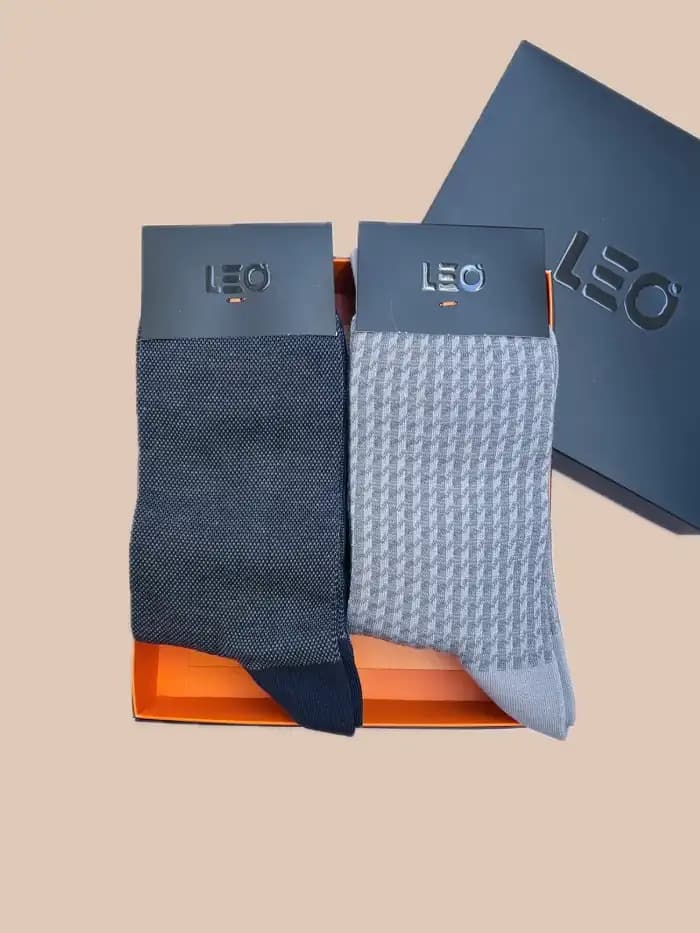 پک جوراب ساق بلند مردانه کلاسیک طرح دار LEO کد 107 — تصویر ۲