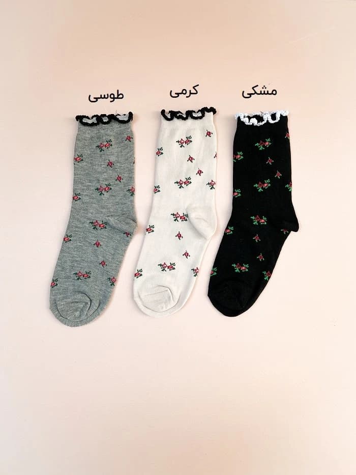 جوراب ساق بلند زنانه لب دالبری گلی — تصویر ۳