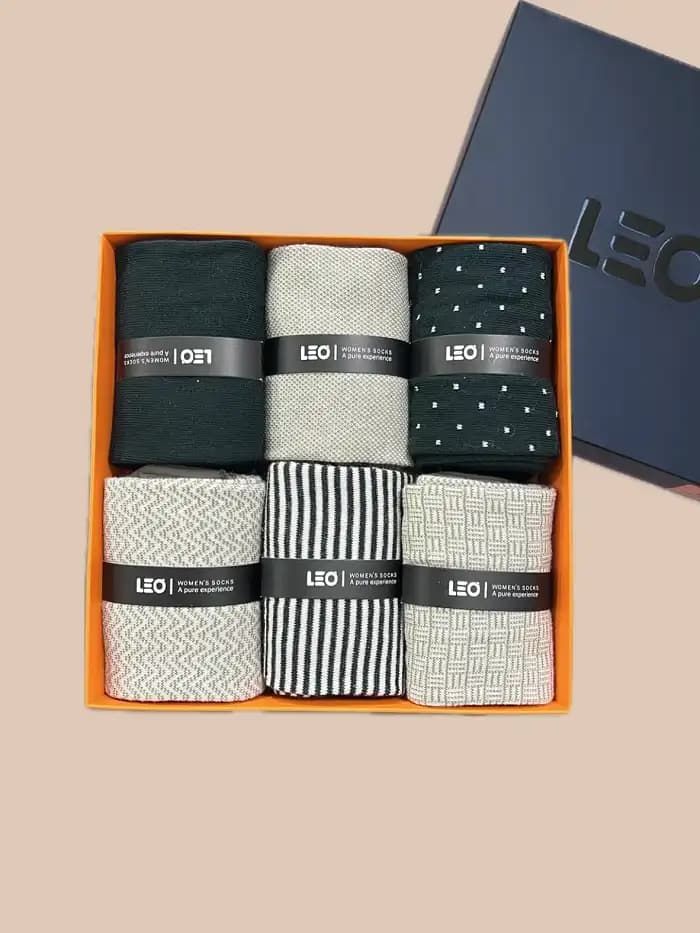 پک جوراب ساق بلند زنانه کلاسیک طرح دار LEO کد 515