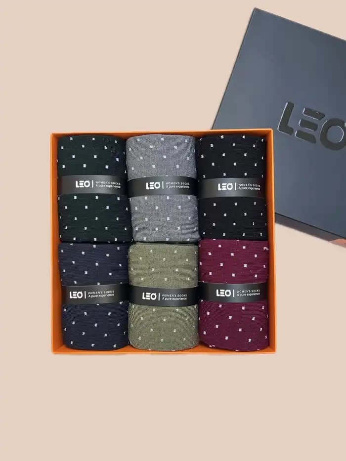 پک جوراب ساق بلند زنانه کلاسیک طرح دار LEO کد 510