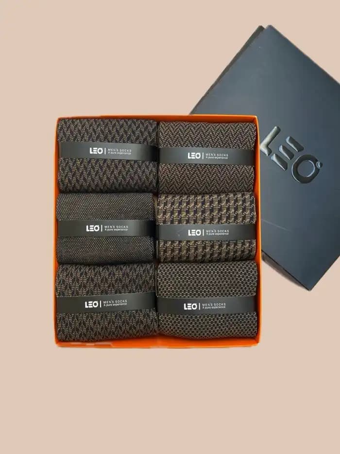 پک جوراب ساق بلند مردانه طرح دار کلاسیک LEO 152-156 — تصویر ۲