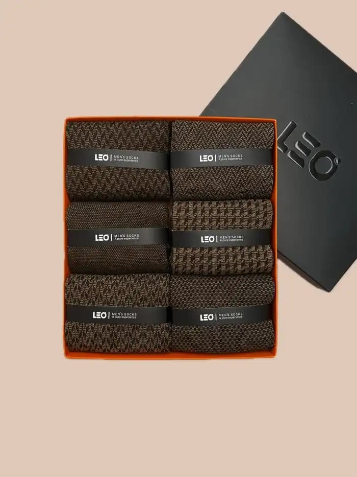 پک جوراب ساق بلند مردانه طرح دار کلاسیک LEO 152-156