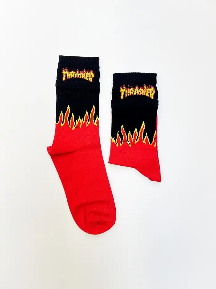 جوراب ساق بلند دوکش طرح Thrasher یونیسکس — تصویر ۲