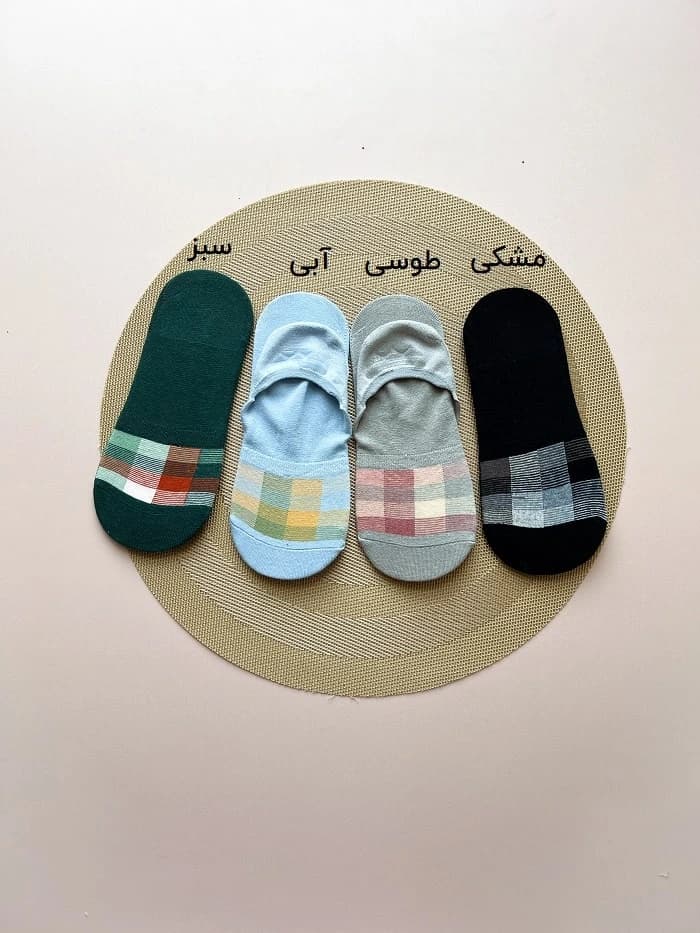 جوراب کالج زنانه چهارخانه‌ ای رنگی نخی — تصویر ۳