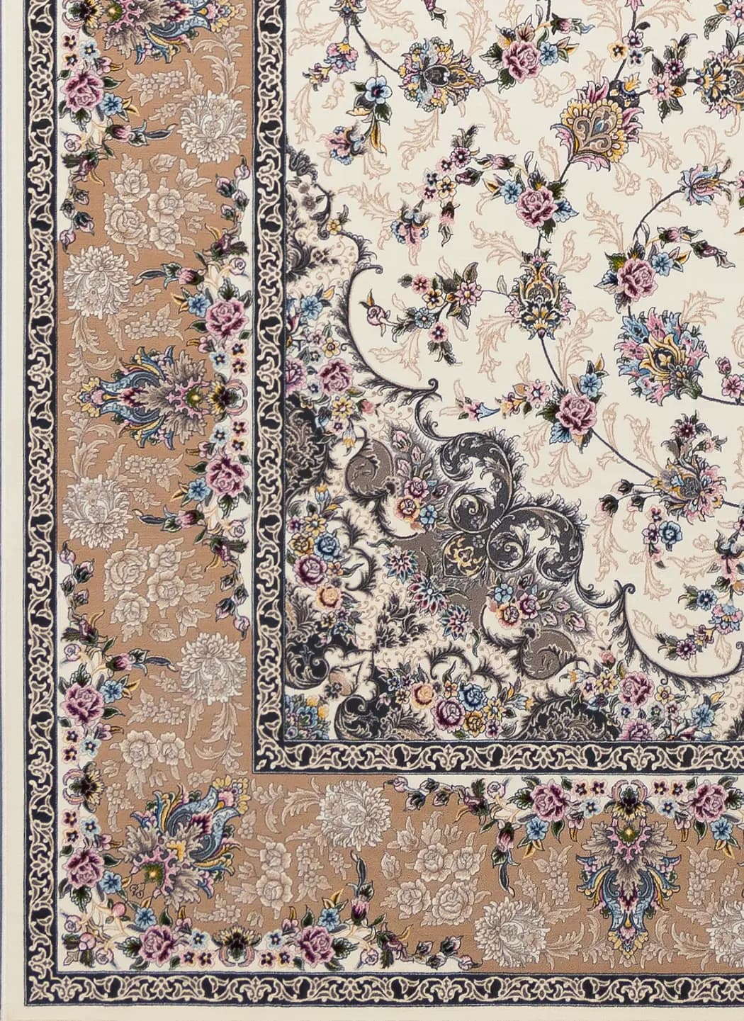 فرش ماشینی کلاسیک کیان مدل پرتو سفید ۱۲۰۰ شانه — تصویر ۳